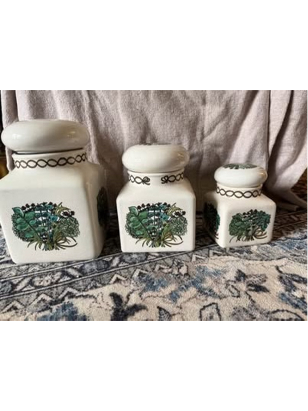 Vintage Taunton Vale Bouquet Garni Ceramic Kitchen Canister from the 1970s